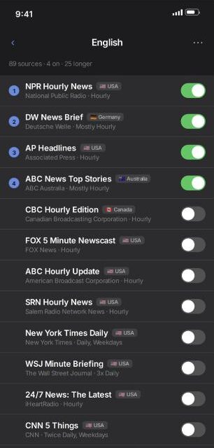 Briefcaster sources list